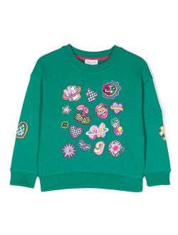 Kids logo-patches cotton sweatshirt