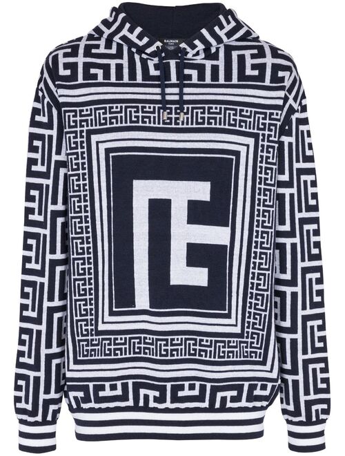 Balmain maxi monogram jacquard hoodie