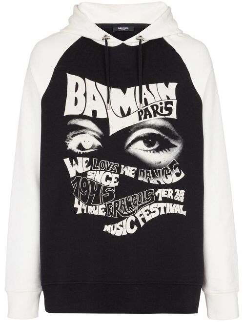 Balmain festival-print drawstring hoodie