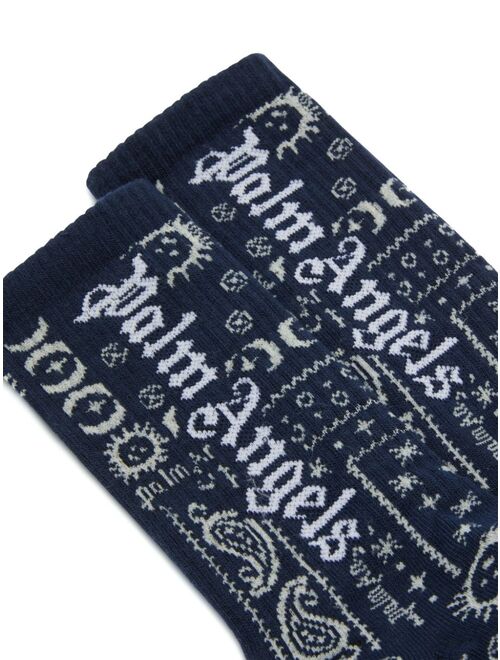 Palm Angels Kids Astro Paisley jersey socks