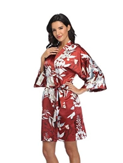 Super Shopping-Zone Women's Pure Short Silky Robes Bridesmaid Bride Party Satin Robes Sleepwear