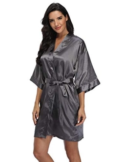 Super Shopping-Zone Women's Pure Short Silky Robes Bridesmaid Bride Party Satin Robes Sleepwear