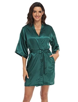 Super Shopping-Zone Women's Pure Short Silky Robes Bridesmaid Bride Party Satin Robes Sleepwear