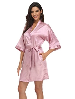 Super Shopping-Zone Women's Pure Short Silky Robes Bridesmaid Bride Party Satin Robes Sleepwear