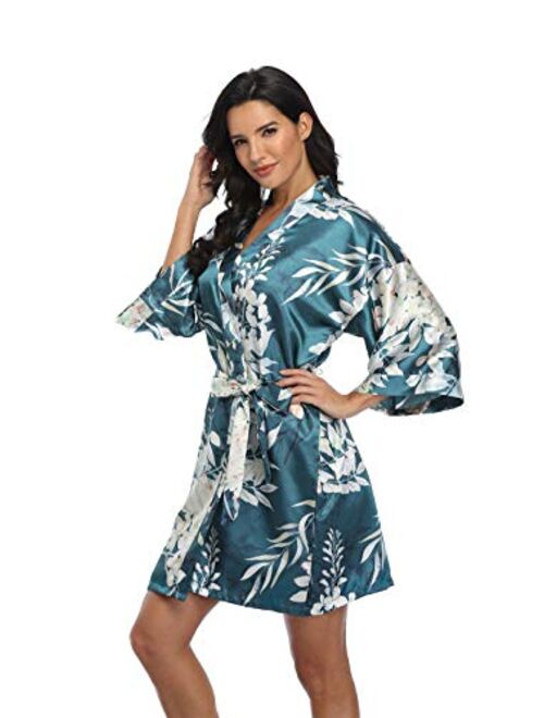 Super Shopping-Zone Women's Pure Short Silky Robes Bridesmaid Bride Party Satin Robes Sleepwear