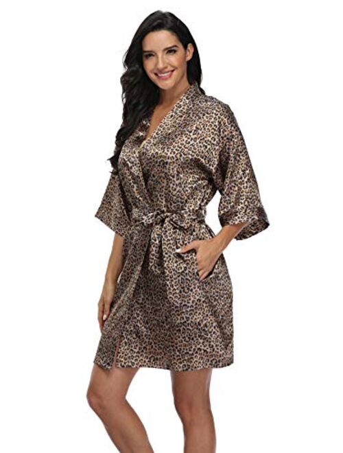 Super Shopping-Zone Women's Pure Short Silky Robes Bridesmaid Bride Party Satin Robes Sleepwear