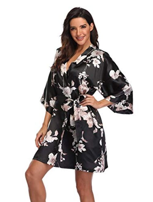 Super Shopping-Zone Women's Pure Short Silky Robes Bridesmaid Bride Party Satin Robes Sleepwear