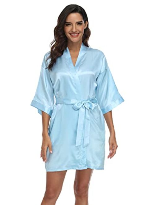 Super Shopping-Zone Women's Pure Short Silky Robes Bridesmaid Bride Party Satin Robes Sleepwear