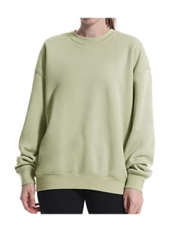 Womens' Fleece Crewneck Loose fit Soft Oversized Pullover Sweatshirt