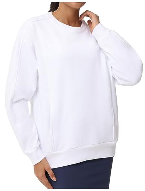 THE GYM PEOPLE Women's Loose Fit Sweatshirt Long Sleeve Crewneck Cotton Boxy Fall Workout Pullover Tops with Pockets