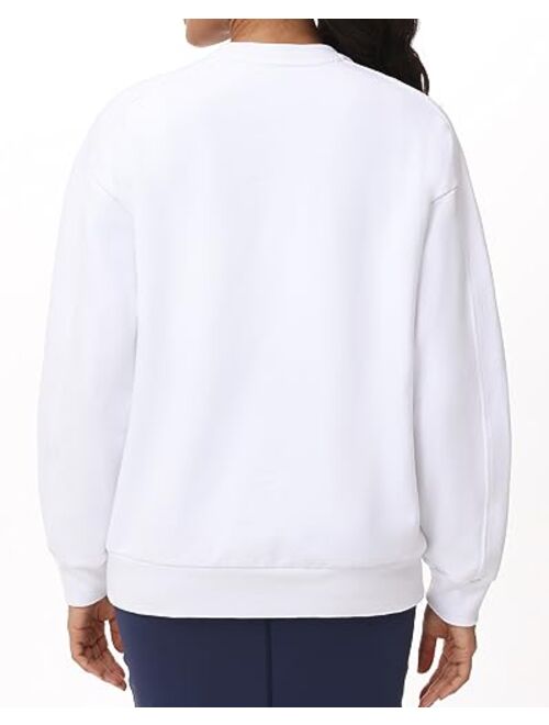 THE GYM PEOPLE Women's Loose Fit Sweatshirt Long Sleeve Crewneck Cotton Boxy Fall Workout Pullover Tops with Pockets