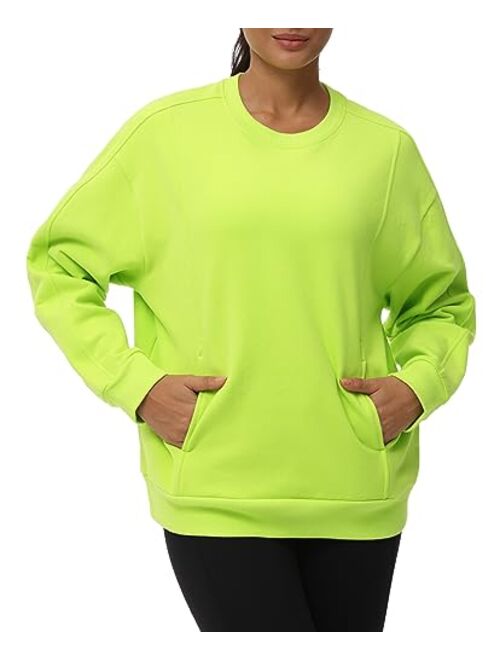 THE GYM PEOPLE Women's Loose Fit Sweatshirt Long Sleeve Crewneck Cotton Boxy Fall Workout Pullover Tops with Pockets