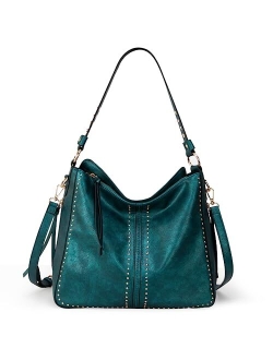 Hobo Handbag for Women Large Purses and Handbags with Studs and Crossbody Strap