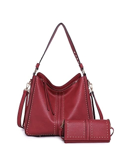 Hobo Handbag for Women Large Purses and Handbags with Studs and Crossbody Strap