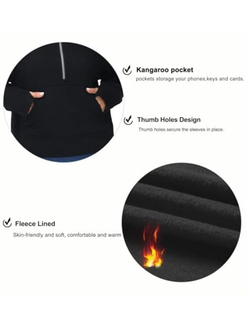 THE GYM PEOPLE Womens' Hoodies Half Zip Long Sleeve Fleece Crop Pullover Sweatshirts with Pockets Thumb Hole