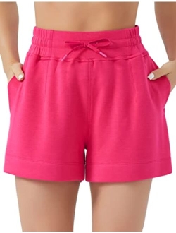 Women's Drawstring Sweat Shorts High Waisted Summer Workout Lounge Shorts with Pockets