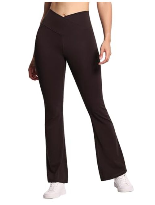 THE GYM PEOPLE Women's Crossover High Waist Flare Workout Leggings Bootcut Bell Bottom Yoga Pants with Tummy Control