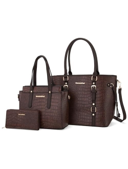 3PCS Purses for Women Tote Purse and Wallet Set Shoulder Satchel Bags