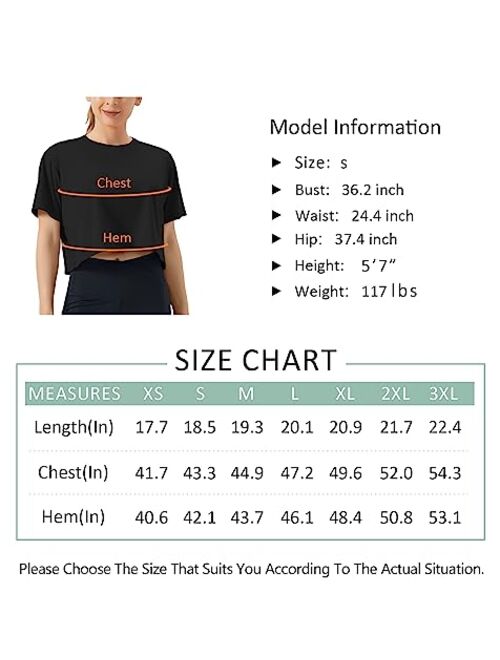 THE GYM PEOPLE Women's Workout Crop Top T-Shirt Short Sleeve Boxy Yoga Running Cropped Basic Tee