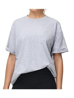 Women's Casual Oversized T-Shirts Summer Crewneck Short Sleeve Workout Basic Tee Tops