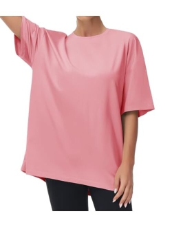 Women's Casual Oversized T-Shirts Summer Crewneck Short Sleeve Workout Basic Tee Tops