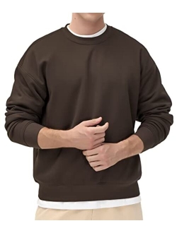 Men's Fleece Crewneck Sweatshirt Thick Loose fit Soft Basic Pullover Sweatshirt