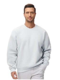 Men's Fleece Crewneck Sweatshirt Thick Loose fit Soft Basic Pullover Sweatshirt