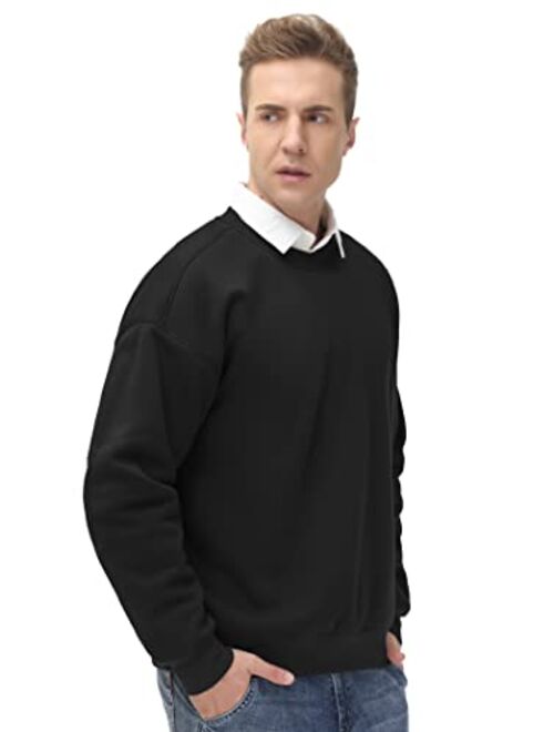 THE GYM PEOPLE Men's Fleece Crewneck Sweatshirt Thick Loose fit Soft Basic Pullover Sweatshirt