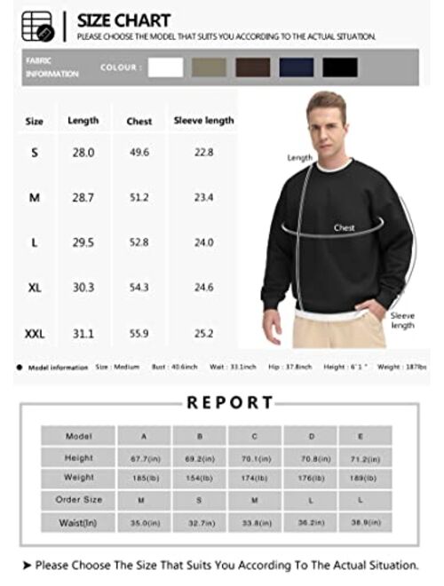 THE GYM PEOPLE Men's Fleece Crewneck Sweatshirt Thick Loose fit Soft Basic Pullover Sweatshirt