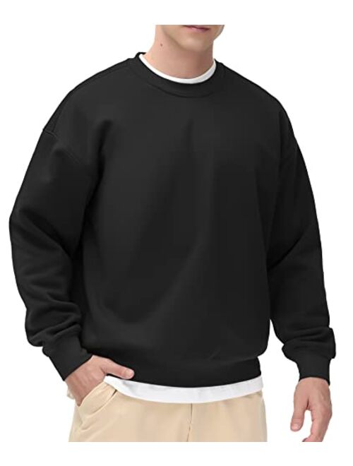 THE GYM PEOPLE Men's Fleece Crewneck Sweatshirt Thick Loose fit Soft Basic Pullover Sweatshirt