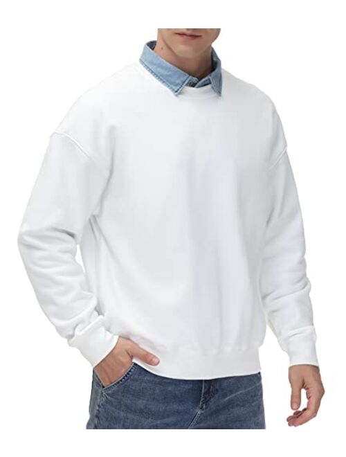 THE GYM PEOPLE Men's Fleece Crewneck Sweatshirt Thick Loose fit Soft Basic Pullover Sweatshirt