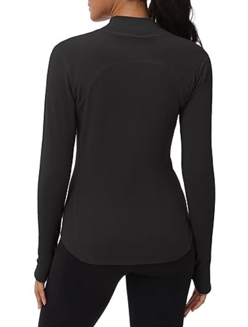 THE GYM PEOPLE Fleece Mock Turtleneck Pullover Base Layer Shirts Long Sleeve Workout Tops with Thumb Hole