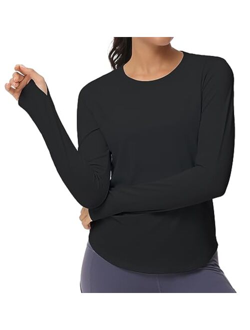 THE GYM PEOPLE Women's Long Sleeve Workout Shirts Athletic Crewneck Hiking Tops with Thumb Hole