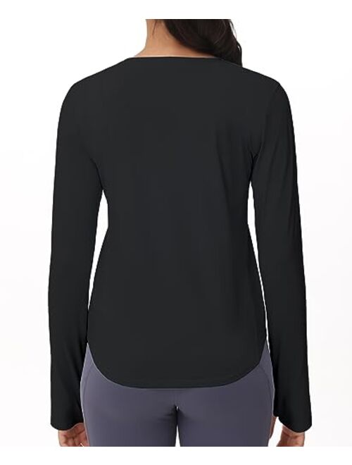 THE GYM PEOPLE Women's Long Sleeve Workout Shirts Athletic Crewneck Hiking Tops with Thumb Hole