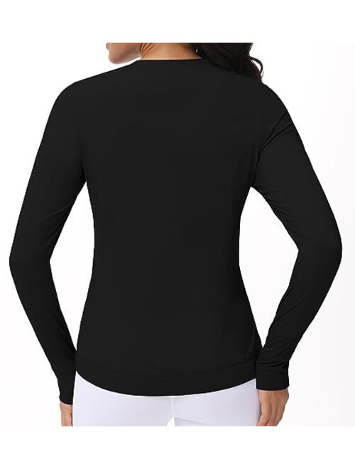 The Gym People Women's Long Sleeve Compression Shirts Workout Tops Cross Hem Athletic Running Yoga T-Shirts with Thumb Hole