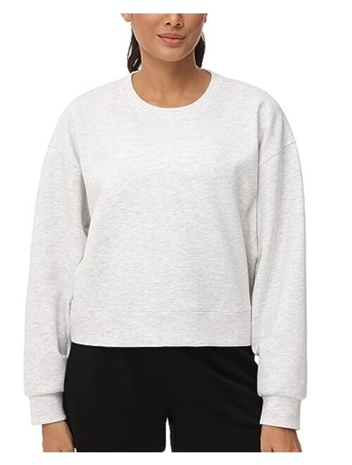 THE GYM PEOPLE Women's Crewneck Cropped Pullover Sweatshirt Cute Basic Long Sleeves Workout Tops