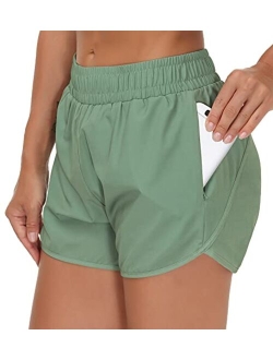 Womens' Workout Shorts Quick-Dry with Zipper Pockets