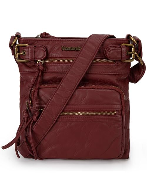 Montana West Crossbody Bag for Women Soft Washed Leather Multi Pocket Shoulder Purses