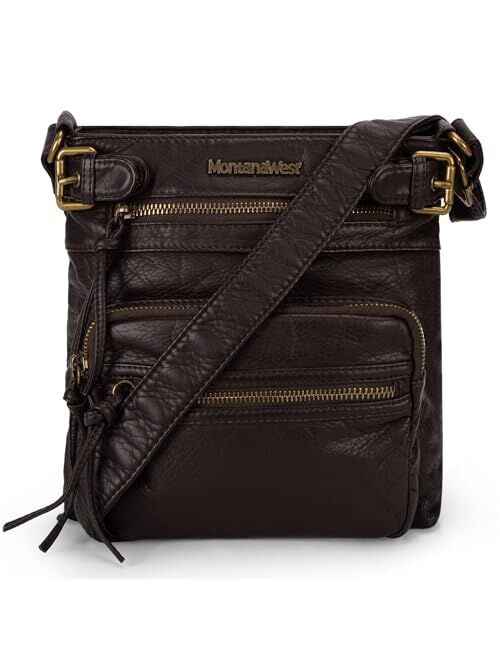 Montana West Crossbody Bag for Women Soft Washed Leather Multi Pocket Shoulder Purses