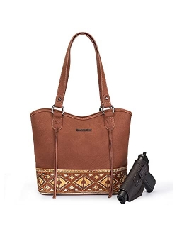 Women's Western Handbag Tooling Tote Bag Conceal Carry Purse with Detachable Holster