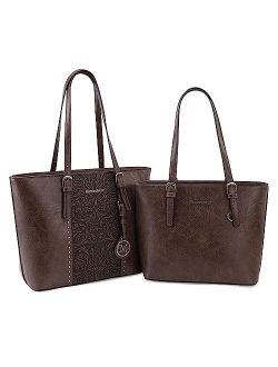 Women Handbags Set Tote Bag for Women Large and Medium Shoulder Bag Satchel Hobo 2pcs Purse Set