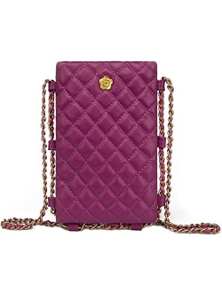 Small Quilted Cell Phone Purse for Women Soft Chain Crossbody Cellphone Wallet Bag