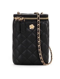 Small Quilted Cell Phone Purse for Women Soft Chain Crossbody Cellphone Wallet Bag