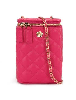 Small Quilted Cell Phone Purse for Women Soft Chain Crossbody Cellphone Wallet Bag