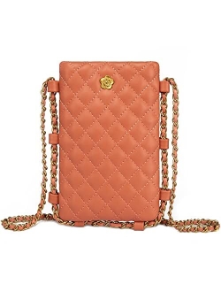 Small Quilted Cell Phone Purse for Women Soft Chain Crossbody Cellphone Wallet Bag