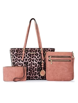 3pcs Handbag Set Leopard Print Tote Bag for Women