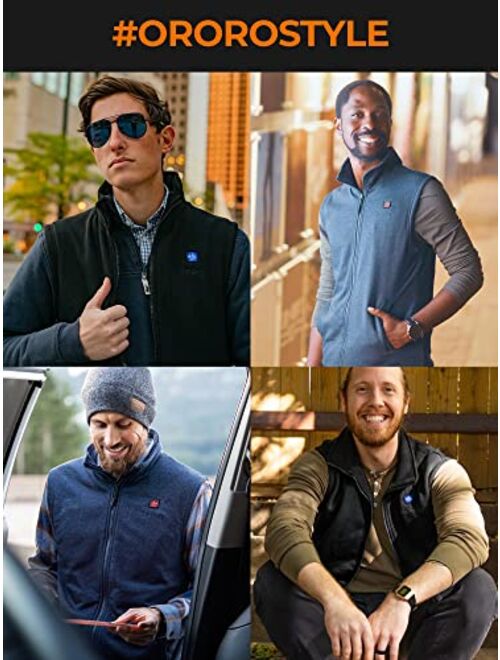 ORORO Men's Fleece Heated Vest with Battery Pack