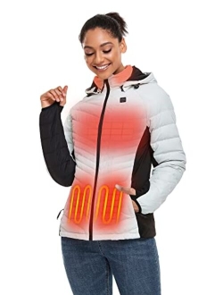 [Upgraded Battery] Women's Lightweight Heated Jacket with 4 Heat Zones and 90% Down Insulation (Battery Included)