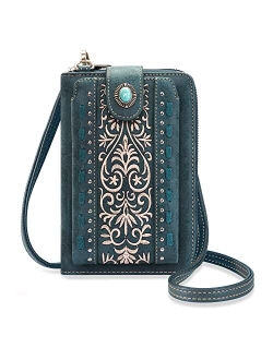 Western Style Small Crossbody Cell Phone Purses for Women Phone Bags Wallet with Coin Pocket