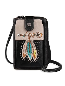 Western Style Small Crossbody Cell Phone Purses for Women Phone Bags Wallet with Coin Pocket